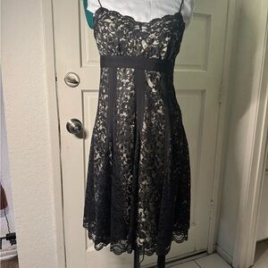 DKNY Black Lace Midi Dress